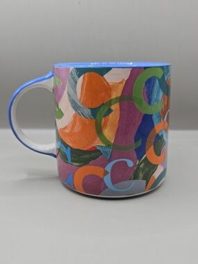 Anthropologie Lottie Monogram "C" Coffee Mug 16 Oz Cup Watercolor Art Ceramic